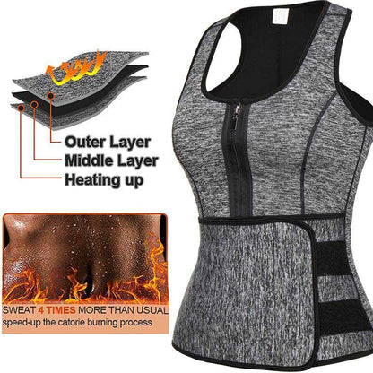 Neoprene Zip-up Waist Trainer Sweat Vest Active wear Hourglass Gal
