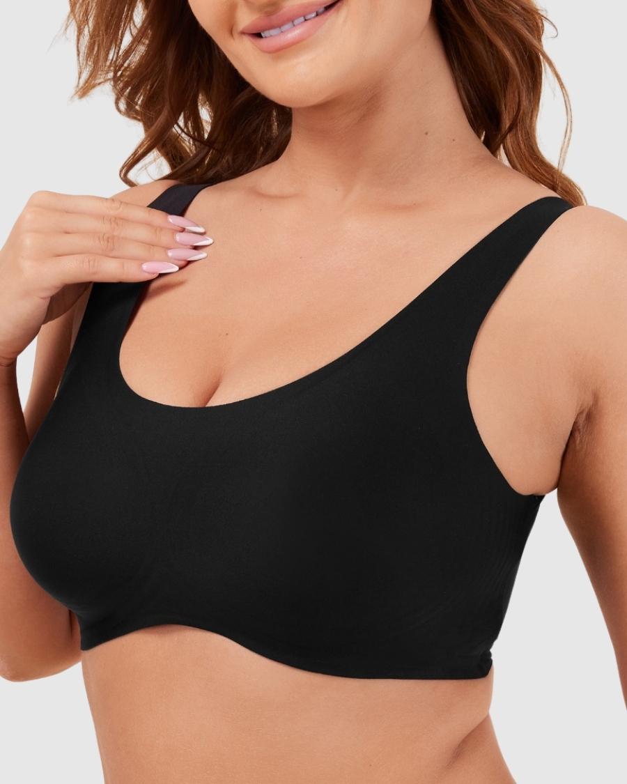 Seamless Wireless Push Up Bra - Black