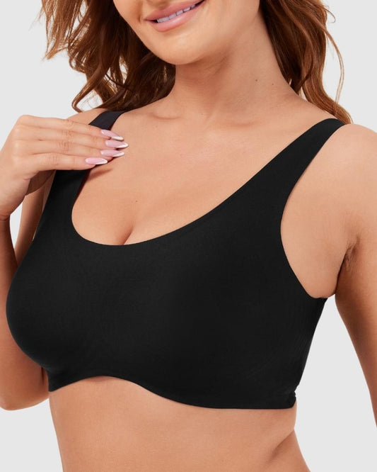 Seamless Wireless Push Up Bra - Black