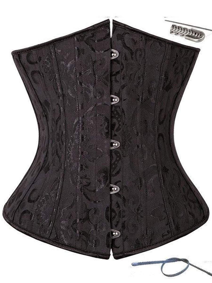 Floral Lace-up Corset in black