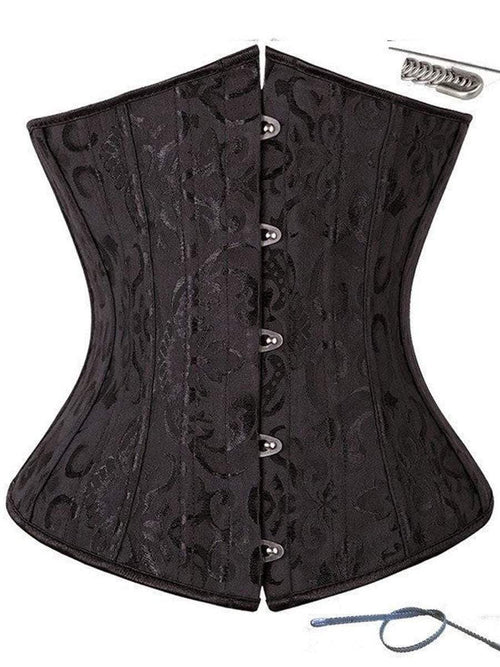Floral Lace-up Corset in black